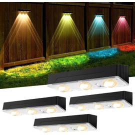Lampe Solaire D'extérieur De Nouvelle Génération 2025,4 Pièces,Lumières Solaires De Jardin, 12 Modes D'appliques D'extérieur, Lumière Solaire Imperméable Ip65 Pour Marches De Pelouse Allée, Blanc