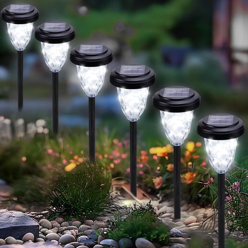 Lot De 6 Lampes Solaires D'extérieur - Blanc Froid - Décoration De Jardin - Étanche Ip65 - Pour Extérieur, Jardin, Balcon, Terrasse, Pelouse, Chemin, Cour