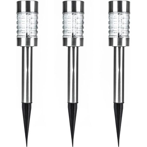 Kaltd-Nundle (Nundless3pk6) Lot De 3 Lampes Solaires D'extérieur À Led De 6 Centimètres En Acier Inoxydable Étanche Pour Décoration De Jardin Avec Batterie Rechargeable Incluse