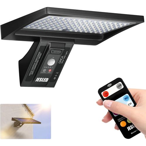 Lampe Solaire Exterieur, 104 Eclairage Exterieur Solaire Avec Télécommande, Batterie Grande Capacité De 5200 Mahh, 3 Couleurs 4 Modes Projecteur Solaire Exterieur Pour Jardin, Cour