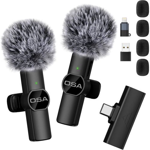 Microphone cravate sans fil USB-C pour iPhone/Android/PC/ordinateur portable,microphone sans fil pour diffusion en direct,Vlog,TikTok,YouTube,réduction du bruit,clip Plug-Play sur micro-noir