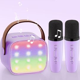 Machine De Karaoké Avec 2 Microphones, Version Premium - Bluetooth - Pour Enfants Et Adultes - Avec Effets Changeants De Voix Et Lumières Led - Pour Garçons Et Filles - Cadeau De Fête À La