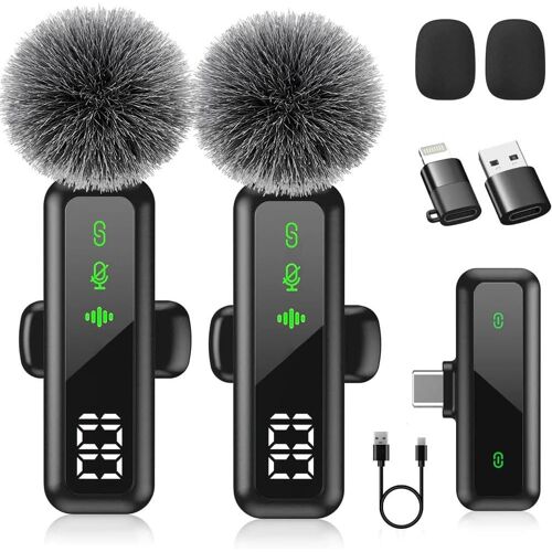 Micro Cravate Sans Fil Avec Clip Magnétique, Suppression Du Bruit, Mini Microphones Avec Enregistrement Vidéo