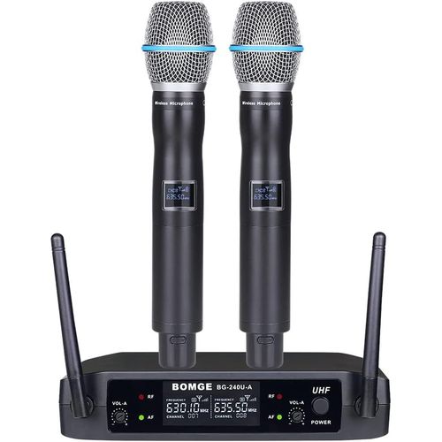 Uhf 240U Lot De 2 Microphones Et Systèmes Sans Fil Portatifs En Métal Pour Karaoké, Chant, Réunion, Fête, Église, Dj, Mariage