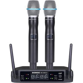 ASFASFq-BOMGE UHF 240U Lot de 2 Microphones et systèmes sans Fil portatifs en métal pour karaoké, Chant, réunion, fête, église, DJ, Mariage