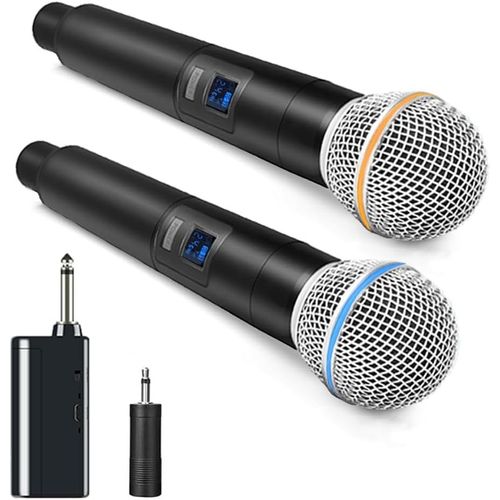 Microphone Sans Fil En Métal Avec Récepteur Rechargeable, Adapté Pour Karaoké, Chant, Fêtes, Mariages, Dj, Discours, 61 M