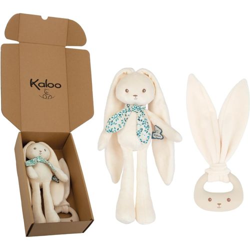 YEMAESRE-Coffret Cadeau Naissance Bébé - 2 Pièces Doudou Pantin Lapin 25 Cm + Anneau De Dentition En Silicone ¿ Lapinoo ¿ Couleur Crème ¿ Dès La Naissance ¿ K390041