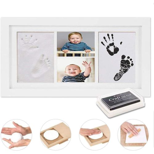 Asfasfq-Ensemble D'empreintes De Mains Et De Pieds De Bébé, Kit Empreinte Chien¿Chat, Comprend Un Tampon Encreur Sûr, Du Papier Cartonné Blanc Et Un Cadre Photo, Cadeau Naissance Bébé Shower