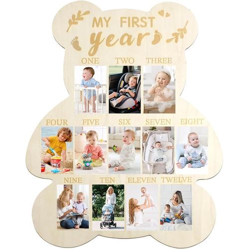 YEMAESRE-Cadre Photo My First Year En Forme D'Ours Adorable - Cadre Photo Pour Bébé De 12 Mois - Cadeau Souvenir De Nouveau-Né Pour Les Nouvelles Mamans Et Les Papas