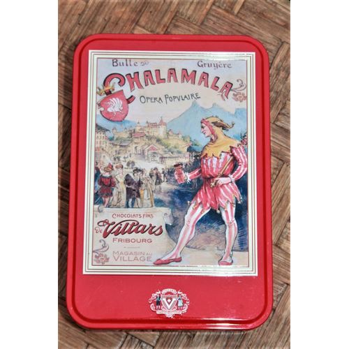 Jolie Boîte Rouge Neuve En Métal Et Au Motif Rétro