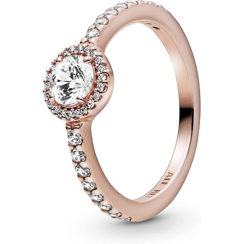 Yemaesre-Timeless Bague Ronde En Métal Plaqué Or Rose 14 Carats Avec Zircones Cubiques Transparentes