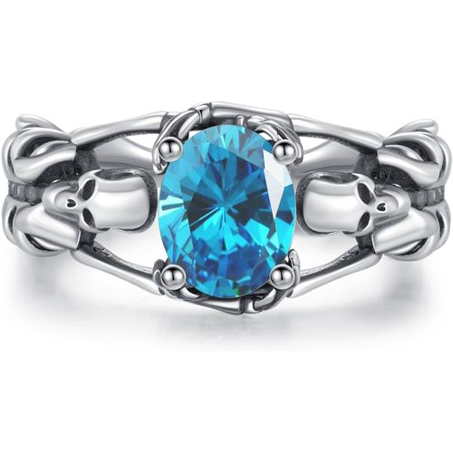 Yemaesre-Bague Tête De Mort Ouverte Pour Femme En Argent Sterling Gothique Tête De Mort Noir Bague Halloween Cosplay Bague Rock Punk Cadeau Pour Femmes Et Filles