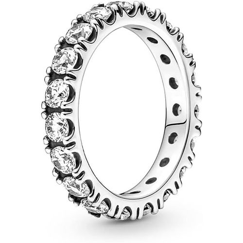 Yemaesre-Timeless Bague Éternité Rang Scintillant En Argent Sterling Avec Zircones Cubiques Transparentes