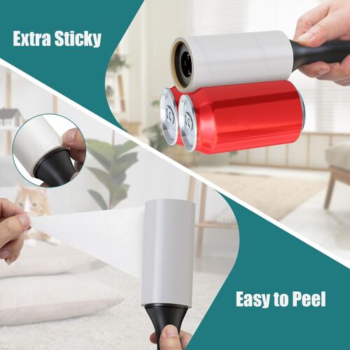 Lot De 8 Rouleaux Anti-Peluches Pour Poils D'Animaux - 480 Feuilles - Extra Collants - Pour Poils De Chien Et De Chat - 2 Rouleaux + 8 Recharges