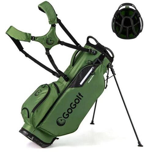Costway Sac De Golf Trépied Avec 8 Compartiments Supérieurs Et 5 Poches Zippées, Bandoulière Réglable, Housse De Pluie Vert