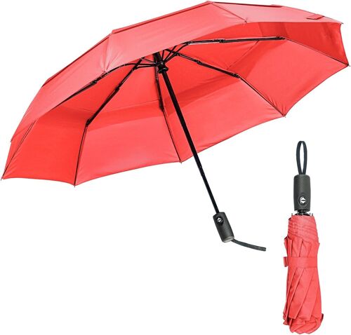 Parapluie de voyage coupe-vent, parapluie automatique pour la pluie, parapluie compact, parapluie de voyage compact, parapluie coupe-vent, parapluie rose coucher de soleil