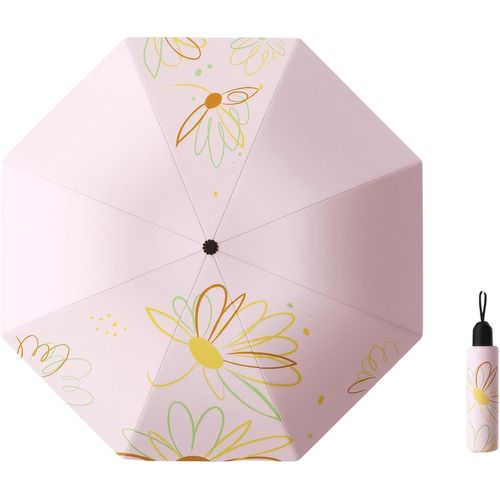 Parasol De Voyage Upf 50+ Protection Uv Portable Compact 8 Baleines Protection Solaire Légère Imperméable Et Coupe-Vent Design Floral Simple Élégant Pour Les Femmes Pour La Randonnée Sac À