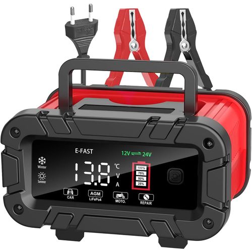 Eity-20a Chargeur De Batterie Voiture Lifepo4 Lithium 12v/24v Auto Intelligent Avec Écran Lcd Pour Voiture Moto Camion,Agm,Gel,Wet