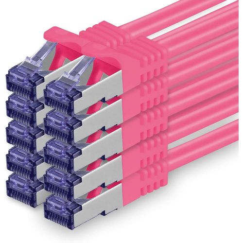 Câble Réseau Cat7 Cat 7 10 Gigabit - 10X 0,25M - Rj45 Ethernet Lan Dsl Routeur Modem - Magenta