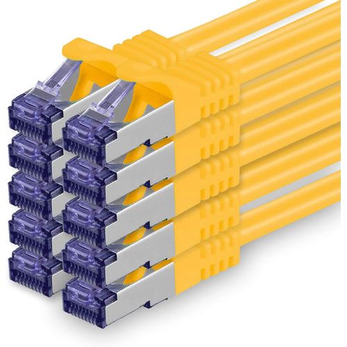 Câble Réseau Cat7 Cat 7 10 Gigabit - 10X 0,5M - Rj45 Ethernet Lan Dsl Routeur Modem - Jaune