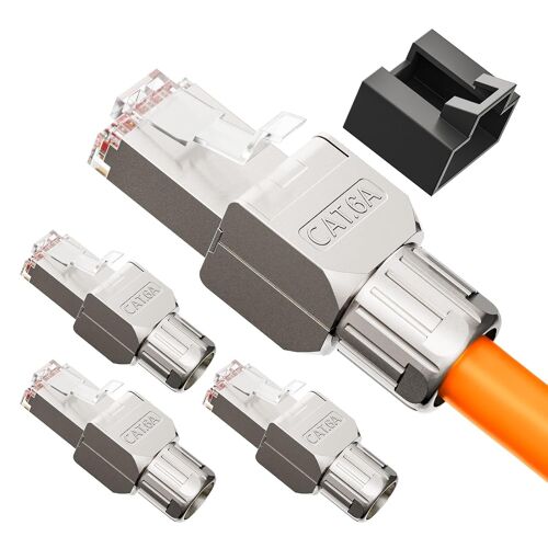 Connecteur Rj45 Sans Outil, Cat6A Cat6 Pour Câble D'Installation Fiche Rj45 Blindé 10 Gbps 500Mhz, Supporte Les Câbles Réseau De 22 À 24 Awg, 4 Pièces
