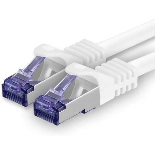 Câble Réseau Cat7 Cat 7 10 Gigabit - 1X 1,5M - Rj45 Ethernet Lan Dsl Routeur Modem - Blanc