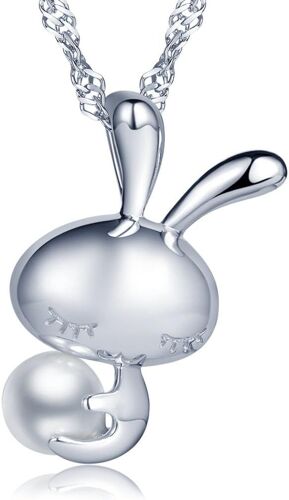 925 Argent Mignon Lapin 6mm Perles D'eau Douce Collier Pendentif Pour Femme/Fille