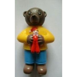 Figurine Petit Ours Brun. Pantalon Et Veste Jaunes Avec Marionnette. Bayard / Danièle Bour