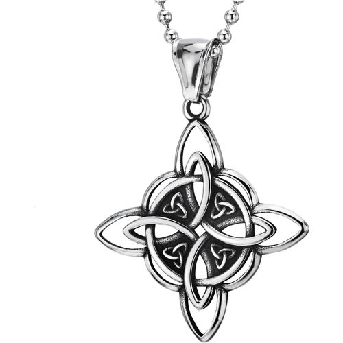 Kales-Sorcière N?ud Collier Protection Irlandais Noeud Celtique Pendentif-Acier Inoxydable Avec 60cm Chaîne De Boule