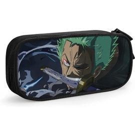 Trousse À Crayons Roronoa Zoro - Grande Capacité - Double Fermeture Éclair - Pour Bureau, École, Voyage - Noir