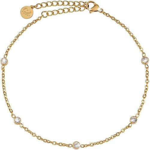 Kalsw-Chaîne De Cheville En Zirconium Pour Femmes Imperméable À L'eau I Anklet Réglable (22-27 Cm) En Acier Inoxydable En Or Et Argent 18k I Bijoux De Cheville Pour Femmes Avec Des Points Scintillant