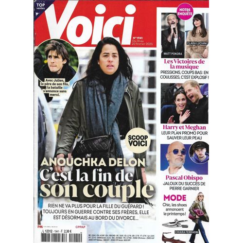 Voici N°1941 14/02/2025 Anouchka Delon/ Les Victoires De La Musique/ Harry Et Meghan/ Pascal Obispo/ Bradley Cooper/ Cara Delevingne/ Aude De Thuin/ Ingrid Chauvin