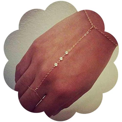 Boho Doigt Anneau Rhinestone Bracelet Layering Or Cz Main Chaîne Esclave Doigt Anneau Cristal Bracelet Bangle Mariée Pièce De Main Harnais Bijoux Pour Femmes Et Filles