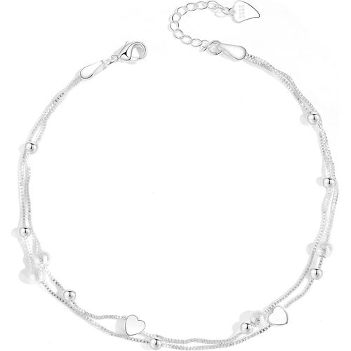 Tianyi-Bracelets De Cheville Pour Femme En Argent Réglable C?Ur Chaine De Cheville Bohème, Tendance Délicats Imperméable Bijoux De Accessoires Plage D'été Cadeau Pour Femmes Et Filles