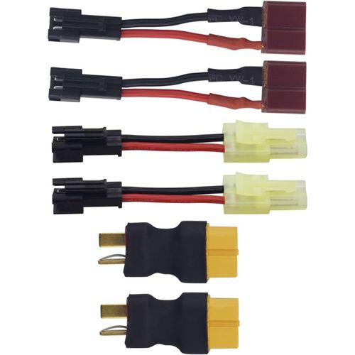 Kal-6pcs Câble De Conversion T Plug Vers Xt60 Plug, Sm-2p Plug Vers Mini Small Tamiya Plug, Sm-2p Plug Vers T Plug Pour Rc Voiture Bateau Adaptateur De Batterie Pour Jouets Électriques-Kalanka