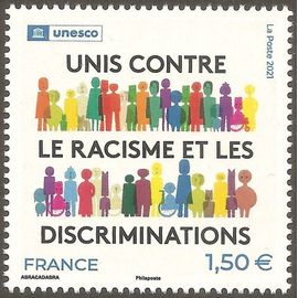 France 2021, Très Beau Timbre De Service Neuf** Luxe Yvert 180, Unesco - Unis Contre Le Racisme Et Les Discriminations.