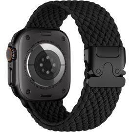 Bnhgo-Bracelet Tressé Compatible Avec Apple Watch Ultra 2 Bracelet 49mm 46mm 45mm 44mm 42mm - Homme Femme Élastique En Tissu Nylon Sport Bracelet Pour Iwatch Se Series 10 9 8 7 6 5 4 3 2 1, Noir