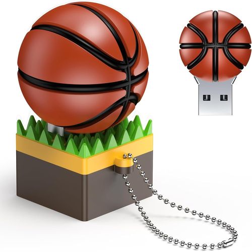 Clé USB 32Go Basketball Cle USB Clef USB 2.0 en Silicone Marron Mémoire Stick 32 Go Cartoon Flash Drive Clés mémoire externes pour Cadeaux