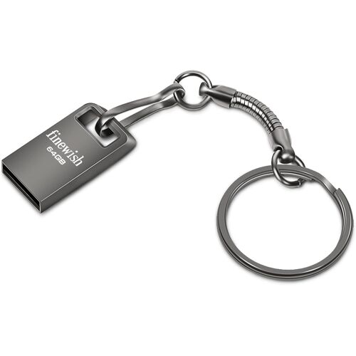 Cle USB 64 GO, Mini Clé USB 64GB USB Flash Drive 64GO Portable Clef USB 64 GO avec Keychain pour Ordinateur Portable/PC/Voiture etc (Gris)