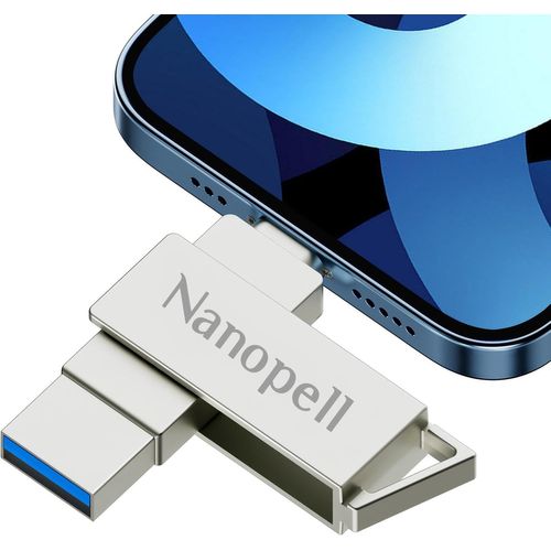 TRAHOO-Cle USB 128 Go, Mémoire Externe pour lphone pour i0S, Téléphone Mobile Android OTG, PC. Cle USB lphone Stockage Sauvegardez Plus de Photos et de Vidéos, Vous Devez Télécharger l'APP.