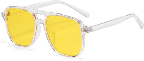 ChicSlick-Lunettes De Soleil Hommes Femmes Rétro Pilote Carrées À Double Pont Années 70 Lunettes De Soleil Vintage Uv400[X355]