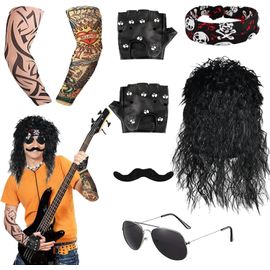 Jum-Déguisement Homme Rock Kit,Accessoires De Costume Rocker Disco,Années 70 80 90,Pour Fête À Thème