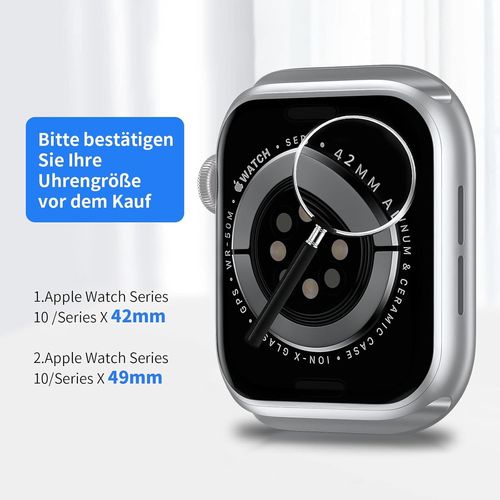 CAUC-Lot de 4 coques de protection pour Apple Watch Series 11 (2025)/Series 10 42 mm, boîtier rigide en polycarbonate ultra fin intégré, résistant aux rayures, film de protection d'écran en verre