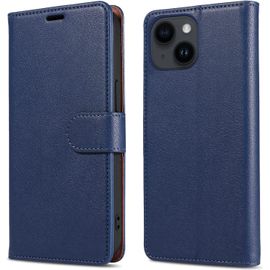 Coque Pour Iphone 14 Avec [Rfid Blocage], Etui Cuir Pu Portefeuille [Bequille] [Fentes Pour Cartes] [Magnetique] Flip Housse Pour Iphone 14, Bleu