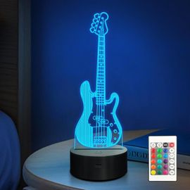 Bnhgc-Veilleuse 3d En Forme De Guitare Électrique Avec Télécommande 16 Couleurs Changeantes, Cadeaux Créatifs Pour Enfants, Garçons Et Filles