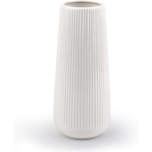 Asas456-Vase En Céramique Blanc Décoratif-Moderne Avec Rainures Pour Fleurs,Herbe De La Pampa-Petit Format Pour Maison,Salon,Table À Manger,Entrée,Bureau