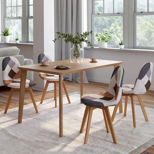 Lot De 4 Chaises Scandinaves Sara Motifs Patchworks Marron