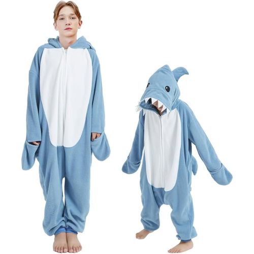 Bnhgc-Grenouillère De Dessin Animé, Bleu Mâchoires Requin Pyjama Mignon, Robe Barboteuse, Costume De Cosplay Pour Enfants Et Adultes Pour Le Carnaval Et La Fête D'halloween