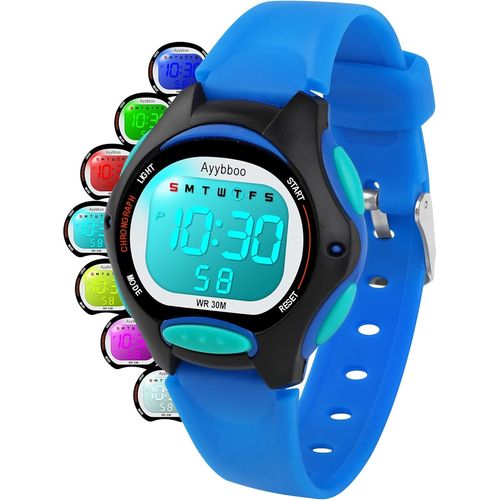 Bnhgc-Montre Enfant Numérique Garçon Fille,Montres Digitale Sport Avec Led 7 Couleurs Lumineuse,Étanche 30m,Alarme,Chronomètre,Date,Cadeaux Pour Enfants