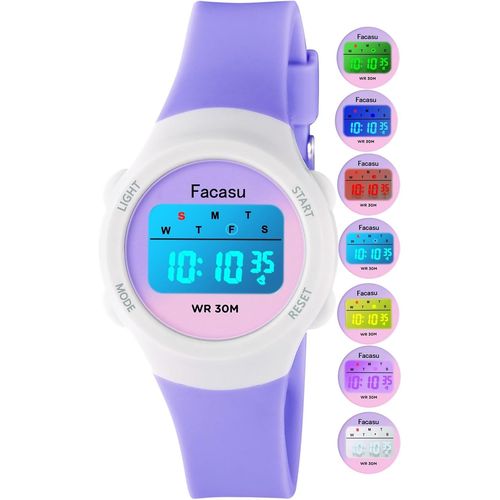 Bnhgc-Montre Digitale Enfants,Montre Filles Garçon,Montre Étanche Numérique Sport Et Colorée Lumière Avec Alarme Chronomètre Cadeaux Pour Enfants